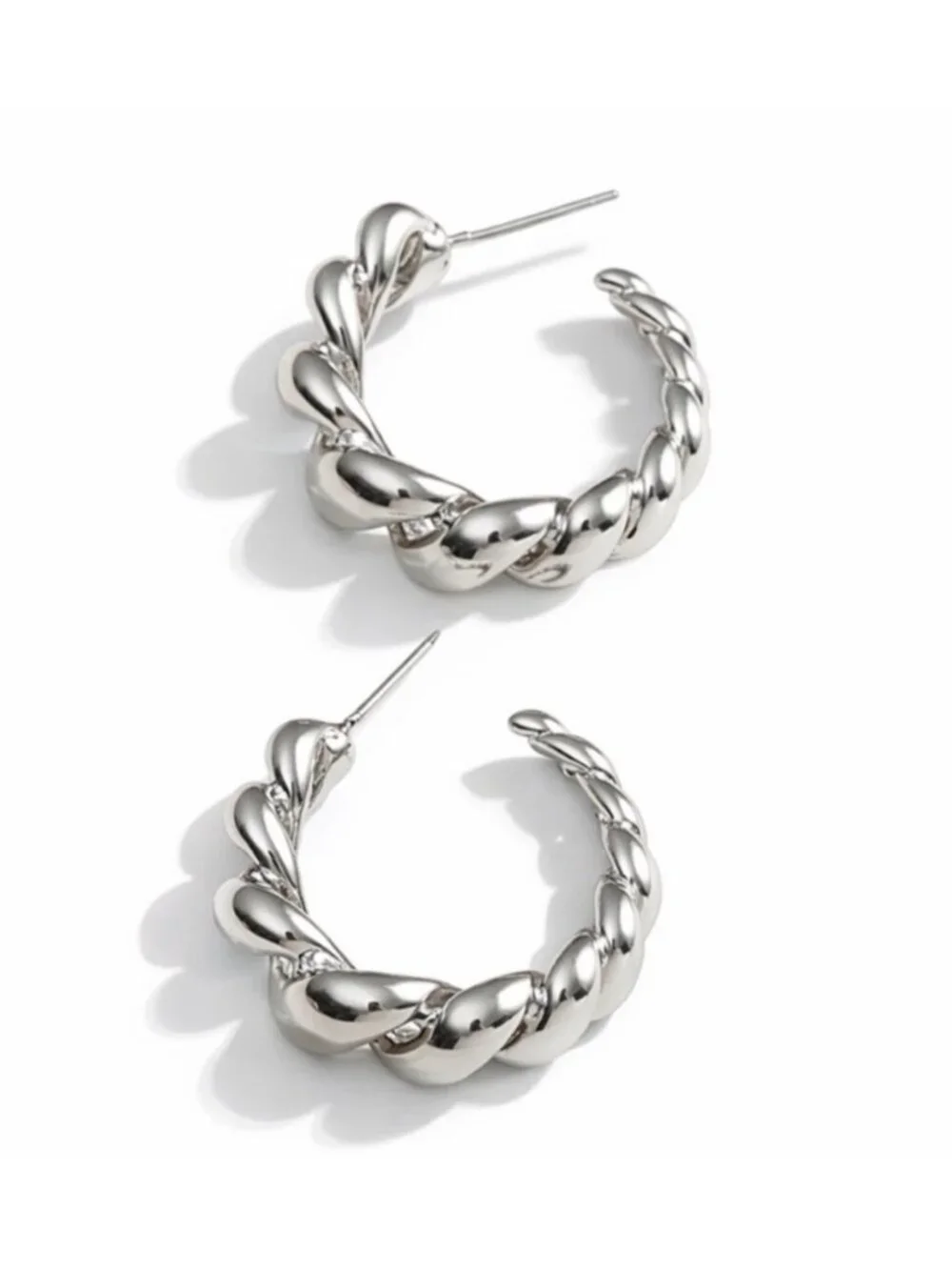 New! Silver Coil Hoop Earrings (2007) NWOT